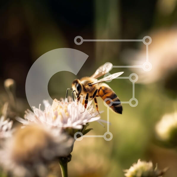 Intra Συλλεκτικό Ξύλινο Παζλ Plywood  4mm - Εκπληκτική μακρο λήψη μιας μέλισσας σε ένα λουλούδι Σε Ξύλινο Κουτί - Διαστάσεις: 10x10 cm – 25 κομμάτια