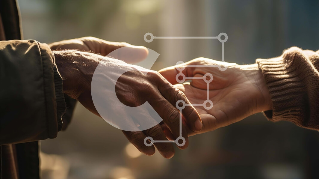 Intra Συλλεκτικό Ξύλινο Παζλ Plywood  4mm - Δύο άτομα που κρατούν τα χέρια με το ηλιόλουστο φόντο Σε Ξύλινο Κουτί - Διαστάσεις Puzzle: 10x10 cm – 25 κομμάτια