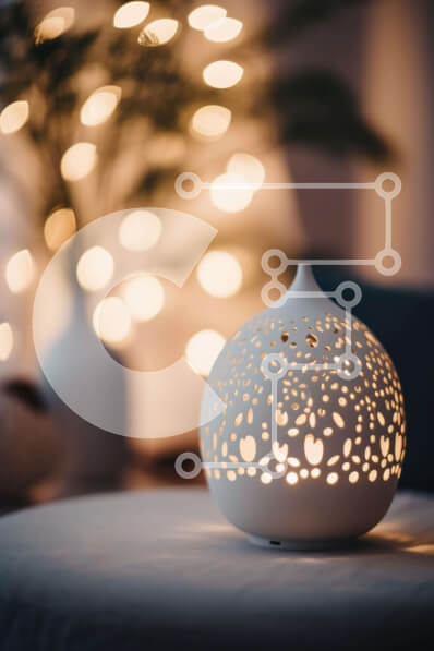 Intra Συλλεκτικό Ξύλινο Παζλ Plywood  4mm - Λευκός διαχύτης στο τραπέζι με φώτα Σε Ξύλινο Κουτί - Διαστάσεις Puzzle: 10x10 cm – 25 κομμάτια