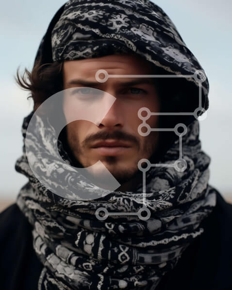 Intra Συλλεκτικό Ξύλινο Παζλ Plywood  4mm - Σοβαρός άντρας με μακριά μαλλιά και γένια στην αμμώδη παραλία Σε Ξύλινο Κουτί - Διαστάσεις Puzzle: 10x10 cm – 25 κομμάτια