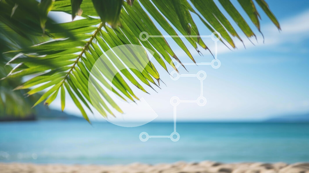 Intra Συλλεκτικό Ξύλινο Παζλ Plywood  4mm - Φύλλο φοίνικα στην παραλία δίπλα στον ωκεανό Σε Ξύλινο Κουτί - Διαστάσεις: 10x10 cm – 25 κομμάτια