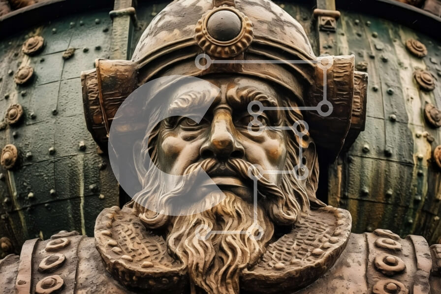 Intra Συλλεκτικό Ξύλινο Παζλ Plywood  4mm - Περίπλοκα σχεδιασμένο χάλκινο άγαλμα μπροστά από μια μεταλλική πόρτα Σε Ξύλινο Κουτί - Διαστάσεις Puzzle: 10x10 cm – 25 κομμάτια