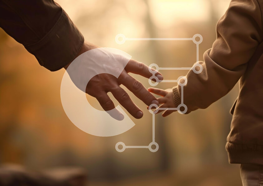 Intra Συλλεκτικό Ξύλινο Παζλ Plywood  4mm - Άνδρας και παιδί που περπατούν στο φθινοπωρινό δάσος Σε Ξύλινο Κουτί - Διαστάσεις: 10x10 cm – 25 κομμάτια