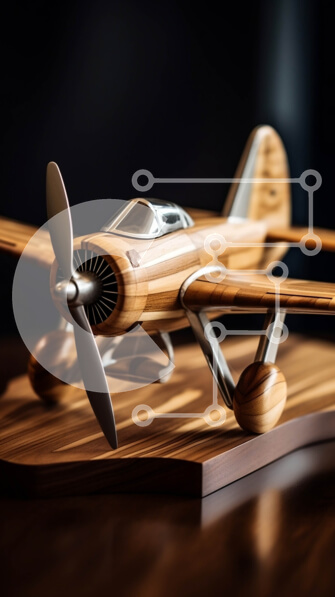 Intra Συλλεκτικό Ξύλινο Παζλ Plywood  4mm - Ξύλινο μοντέλο αεροπλάνου στη βάση Σε Ξύλινο Κουτί - Διαστάσεις Puzzle: 10x10 cm – 25 κομμάτια