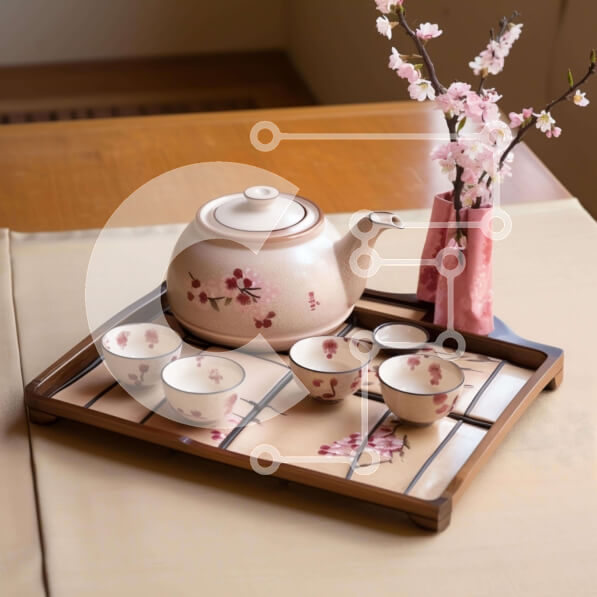 Intra Συλλεκτικό Ξύλινο Παζλ Plywood  4mm - Σετ τσαγιού με ροζ λουλούδια και λευκό βάζο Σε Ξύλινο Κουτί - Διαστάσεις: 10x10 cm – 25 κομμάτια