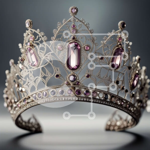 Σετ των 2 Intra Συλλεκτικό Ξύλινο Παζλ Plywood  4mm - Όμορφο στέμμα με ροζ και μωβ πολύτιμους λίθους - εικόνα από κοντά Σε Ξύλινο Κουτί - Διαστάσεις: 10x10 cm – 25 κομμάτια