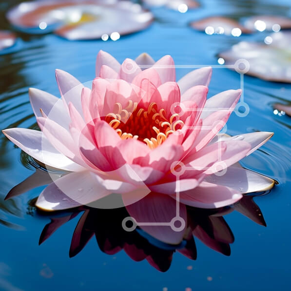 Intra Συλλεκτικό Ξύλινο Παζλ Plywood  4mm - Όμορφη εικόνα ενός ροζ νούφαρου στην κορυφή ενός υδάτινου σώματος Σε Ξύλινο Κουτί - Διαστάσεις: 10x10 cm – 25 κομμάτια