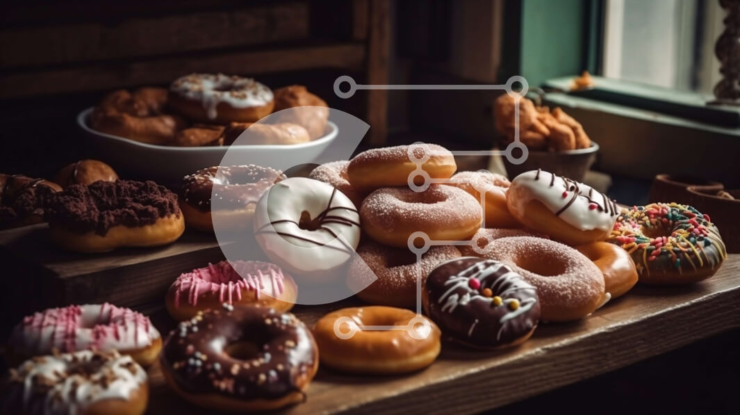 Σετ των 2 Intra Συλλεκτικό Ξύλινο Παζλ Plywood  4mm - Νόστιμες ποικιλίες ντόνατς με γαρνιτούρες Σε Ξύλινο Κουτί - Διαστάσεις: 10x10 cm – 25 κομμάτια