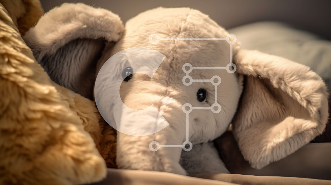 Intra Συλλεκτικό Ξύλινο Παζλ Plywood  4mm - Χαριτωμένος γεμιστός ελέφαντας που στηρίζεται σε αρκουδάκι Σε Ξύλινο Κουτί - Διαστάσεις: 10x10 cm – 25 κομμάτια