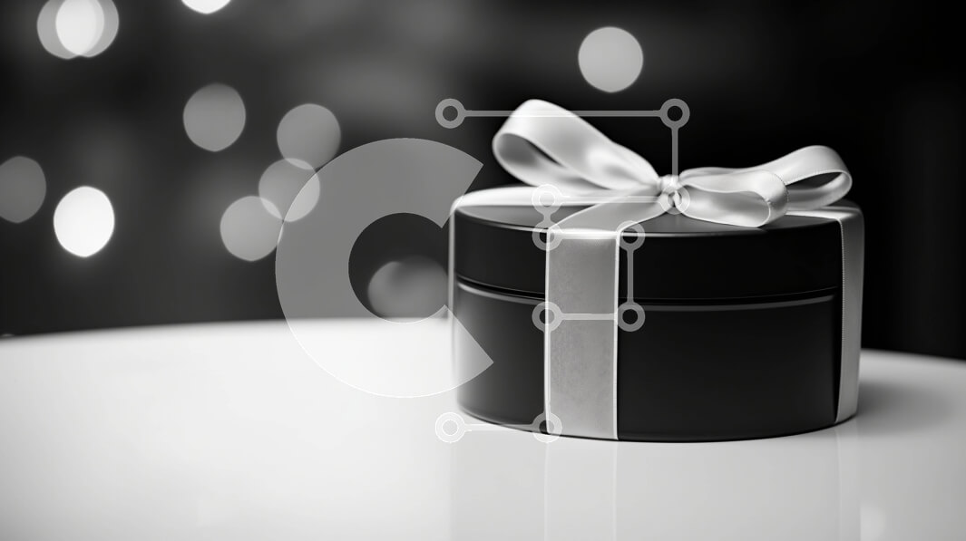 Intra Συλλεκτικό Ξύλινο Παζλ Plywood  4mm - Μαύρο και ασημί κουτί δώρου με κορδέλα στο τραπέζι Σε Ξύλινο Κουτί - Διαστάσεις Puzzle: 10x10 cm – 25 κομμάτια