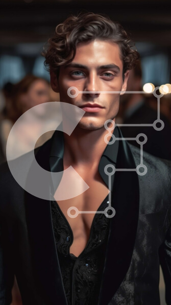 Intra Συλλεκτικό Ξύλινο Παζλ Plywood  4mm - Σοβαρός άντρας με μαύρο σμόκιν με λευκό πουκάμισο και μαύρη γραβάτα Σε Ξύλινο Κουτί - Διαστάσεις Puzzle: 10x10 cm – 25 κομμάτια