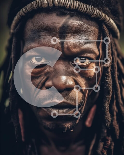 Intra Συλλεκτικό Ξύλινο Παζλ Plywood  4mm - Πορτρέτο ενός άνδρα με Dreadlocks και Tribal Tattoo στο πρόσωπό του Σε Ξύλινο Κουτί - Διαστάσεις Puzzle: 10x10 cm – 25 κομμάτια