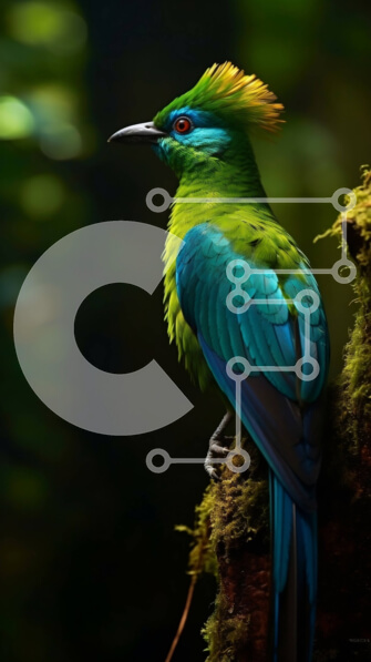 Σετ των 2 Intra Συλλεκτικό Ξύλινο Παζλ Plywood  4mm - Ζωντανό πουλί σε ένα καταπράσινο περιβάλλον ζούγκλας Σε Ξύλινο Κουτί - Διαστάσεις: 10x10 cm – 25 κομμάτια