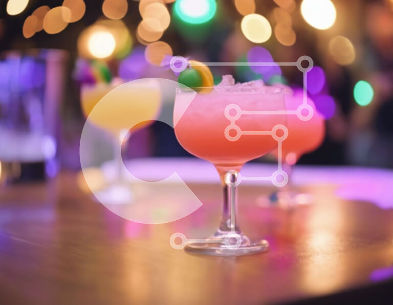 Σετ των 2 Intra Συλλεκτικό Ξύλινο Παζλ Plywood  4mm - Πολύχρωμα κοκτέιλ σε ένα τραπέζι πάρτι Σε Ξύλινο Κουτί - Διαστάσεις: 10x10 cm – 25 κομμάτια