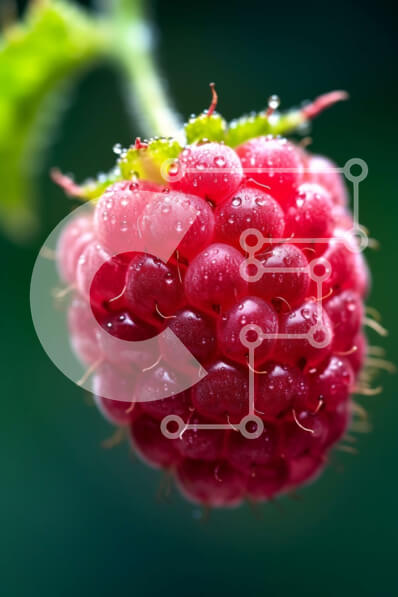 Σετ των 2 Intra Συλλεκτικό Ξύλινο Παζλ Plywood  4mm - Κοντινή εικόνα ενός φρέσκου κόκκινου βατόμουρου με σταγονίδια νερού στην επιφάνειά του Σε Ξύλινο Κουτί - Διαστάσεις: 10x10 cm – 25 κομμάτια