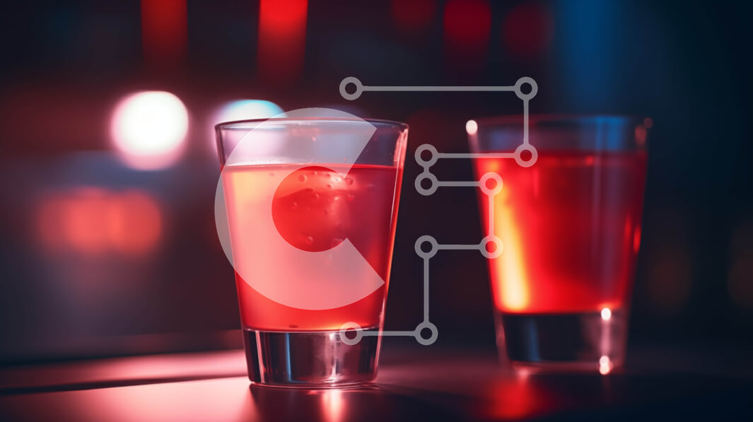 Σετ των 2 Intra Συλλεκτικό Ξύλινο Παζλ Plywood  4mm - Δύο ποτήρια κόκκινα υγρά σε ένα τραπέζι Σε Ξύλινο Κουτί - Διαστάσεις: 10x10 cm – 25 κομμάτια