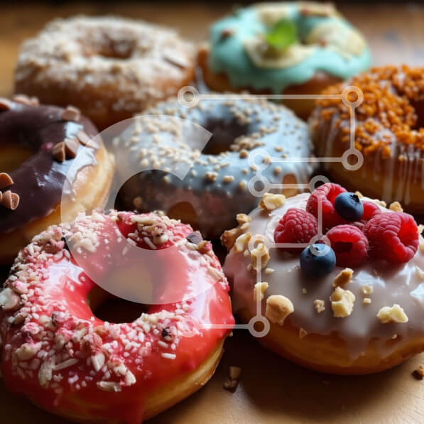 Σετ των 2 Intra Συλλεκτικό Ξύλινο Παζλ Plywood  4mm - Νόστιμα γλασέ ντόνατς με σμέουρα, βατόμουρα και ξηρούς καρπούς Σε Ξύλινο Κουτί - Διαστάσεις: 10x10 cm – 25 κομμάτια