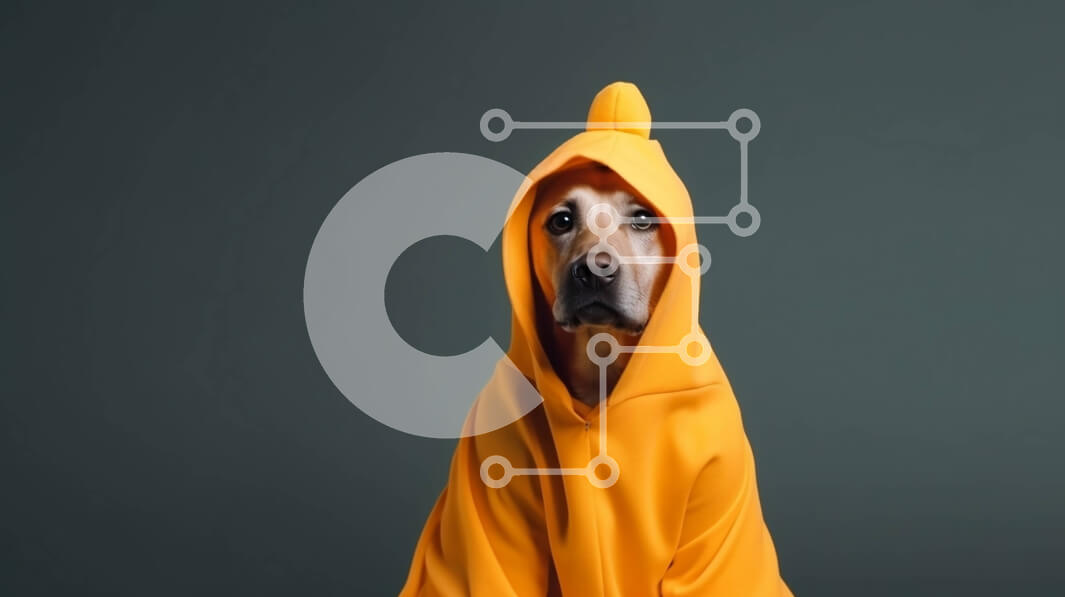 Σετ των 2 Intra Συλλεκτικό Ξύλινο Παζλ Plywood  4mm - Περίεργος σκύλος με πορτοκαλί κουκούλα Σε Ξύλινο Κουτί - Διαστάσεις: 10x10 cm – 25 κομμάτια