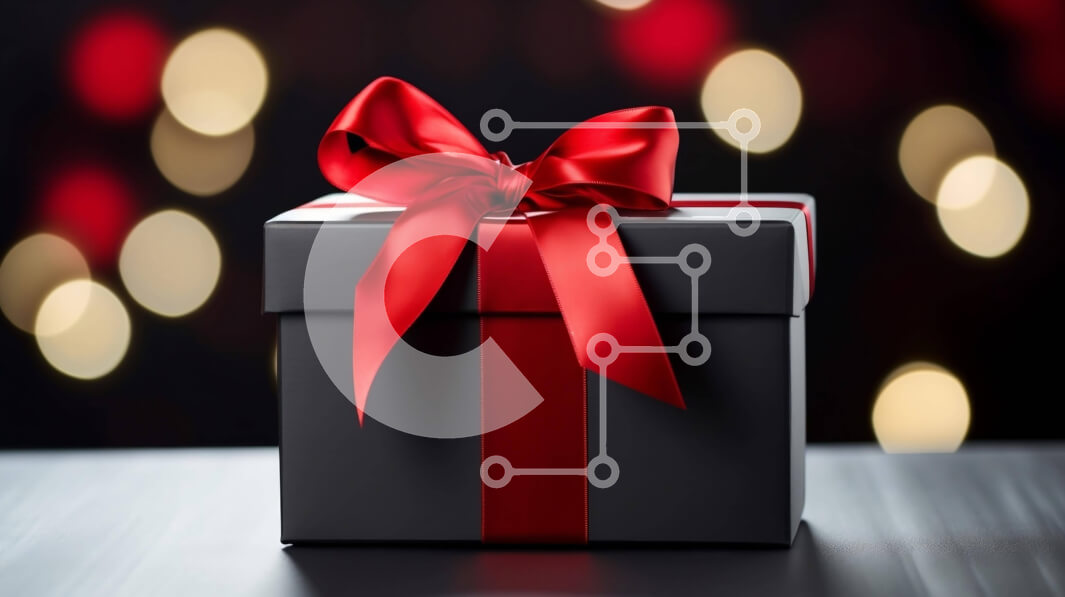 Intra Συλλεκτικό Ξύλινο Παζλ Plywood  4mm - Μαύρο κουτί δώρου με κόκκινη κορδέλα σε φωτιζόμενο τραπέζι Σε Ξύλινο Κουτί - Διαστάσεις: 10x10 cm – 25 κομμάτια