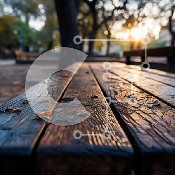 Intra Συλλεκτικό Ξύλινο Παζλ Plywood  4mm - Όμορφη εικόνα ενός ξύλινου πάγκου σε ένα πάρκο στο ηλιοβασίλεμα Σε Ξύλινο Κουτί - Διαστάσεις Puzzle: 10x10 cm – 25 κομμάτια