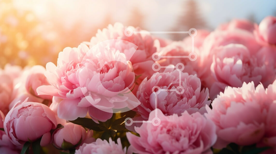 Intra Συλλεκτικό Ξύλινο Παζλ Plywood  4mm - Πεδίο με ροζ παιώνιες σε πλήρη άνθιση Σε Ξύλινο Κουτί - Διαστάσεις: 10x10 cm – 25 κομμάτια