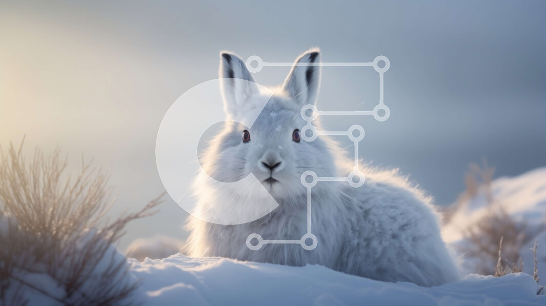 Σετ των 2 Intra Συλλεκτικό Ξύλινο Παζλ Plywood  4mm - Αξιολάτρευτη εικόνα ενός λευκού κουνελιού σε μια χειμερινή χώρα των θαυμάτων Σε Ξύλινο Κουτί - Διαστάσεις: 10x10 cm – 25 κομμάτια