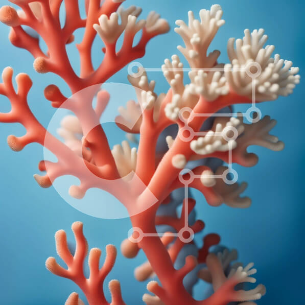 Intra Συλλεκτικό Ξύλινο Παζλ Plywood  4mm - Ζωντανή κινηματογράφηση σε πρώτο πλάνο κόκκινου κοραλλιού σε μπλε φόντο Σε Ξύλινο Κουτί - Διαστάσεις: 10x10 cm – 25 κομμάτια