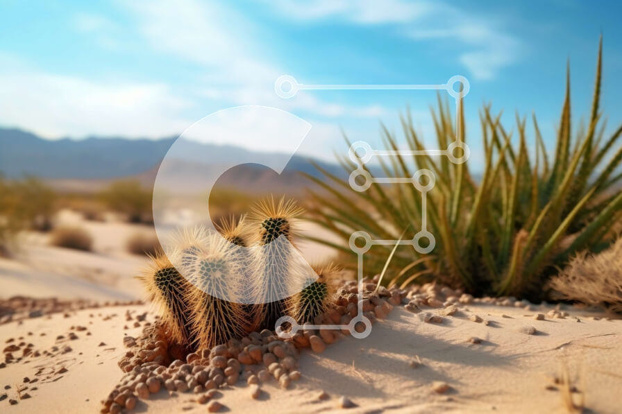 Intra Συλλεκτικό Ξύλινο Παζλ Plywood  4mm - Όμορφη εικόνα του φυτού κάκτου στην έρημο με βουνά στο φόντο Σε Ξύλινο Κουτί - Διαστάσεις: 10x10 cm – 25 κομμάτια