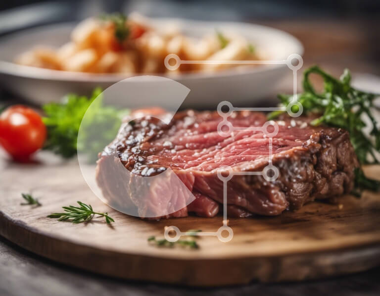 Σετ των 2 Intra Συλλεκτικό Ξύλινο Παζλ Plywood  4mm - Νόστιμο γεύμα μπριζόλας με λαχανικά και πουρέ πατάτας Σε Ξύλινο Κουτί - Διαστάσεις: 10x10 cm – 25 κομμάτια