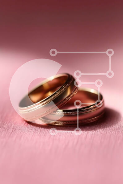 Intra Συλλεκτικό Ξύλινο Παζλ Plywood  4mm - Εκπληκτική εικόνα δύο χρυσών βέρες σε ροζ φόντο Σε Ξύλινο Κουτί - Διαστάσεις Puzzle: 10x10 cm – 25 κομμάτια