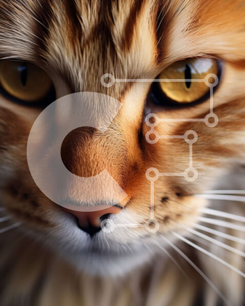 Σετ των 2 Intra Συλλεκτικό Ξύλινο Παζλ Plywood  4mm - Όμορφη κοντινή φωτογραφία μιας γάτας με αφράτη γούνα και έντονα κίτρινα μάτια Σε Ξύλινο Κουτί - Διαστάσεις: 10x10 cm – 25 κομμάτια