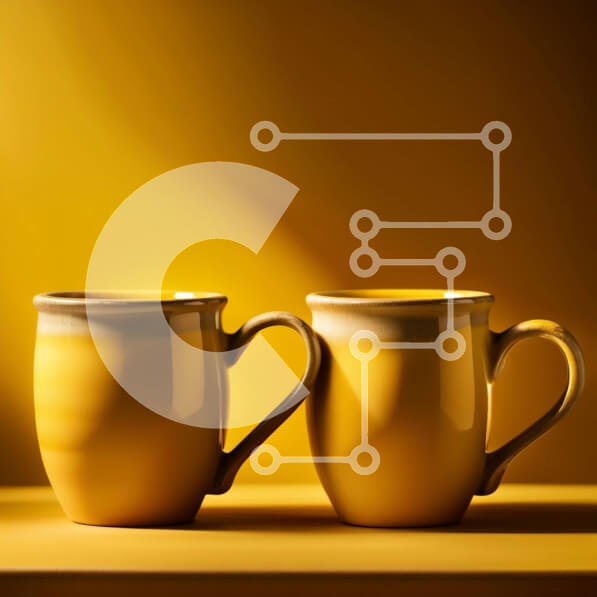 Intra Συλλεκτικό Ξύλινο Παζλ Plywood  4mm - Φωτεινό και ηλιόλουστο: Δύο κίτρινες κούπες σε μια κίτρινη επιφάνεια Σε Ξύλινο Κουτί - Διαστάσεις: 10x10 cm – 25 κομμάτια