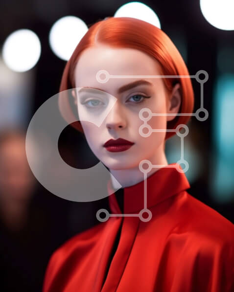 Intra Συλλεκτικό Ξύλινο Παζλ Plywood  4mm - Εκπληκτική κοκκινομάλλα γυναίκα με κόκκινο φόρεμα και κραγιόν Σε Ξύλινο Κουτί - Διαστάσεις Puzzle: 10x10 cm – 25 κομμάτια