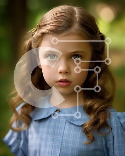 Intra Συλλεκτικό Ξύλινο Παζλ Plywood  4mm - Όμορφο πορτρέτο ενός νεαρού κοριτσιού σε ένα μπλε φόρεμα Σε Ξύλινο Κουτί - Διαστάσεις Puzzle: 10x10 cm – 25 κομμάτια