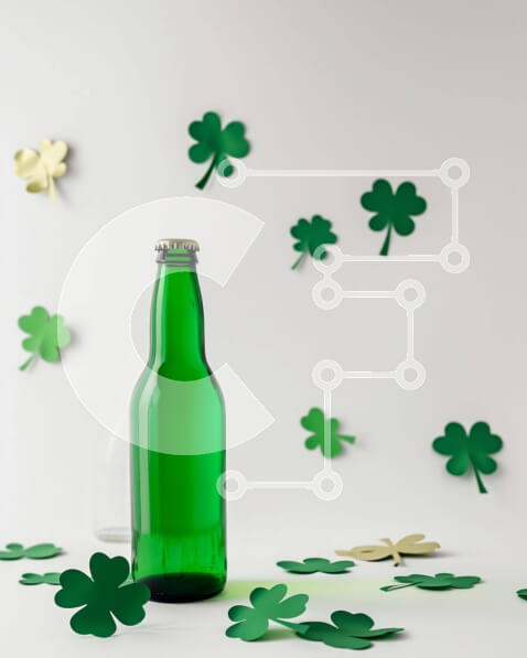 Intra Συλλεκτικό Ξύλινο Παζλ Plywood  4mm - Μπουκάλι μπύρας του Αγίου Πατρικίου με φύλλα τριφυλλιού Σε Ξύλινο Κουτί - Διαστάσεις: 10x10 cm – 25 κομμάτια