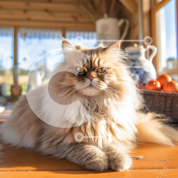 Intra Συλλεκτικό Ξύλινο Παζλ Plywood  4mm - Χαριτωμένη εικόνα μιας περίεργης γάτας σε ένα ξύλινο τραπέζι με θέα στον κήπο Σε Ξύλινο Κουτί - Διαστάσεις: 10x10 cm – 25 κομμάτια