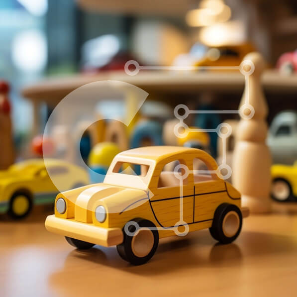 Intra Συλλεκτικό Ξύλινο Παζλ Plywood  4mm - Ξύλινο αυτοκίνητο παιχνιδιών στο τραπέζι με άλλα αυτοκίνητα παιχνιδιών Σε Ξύλινο Κουτί - Διαστάσεις: 10x10 cm – 25 κομμάτια
