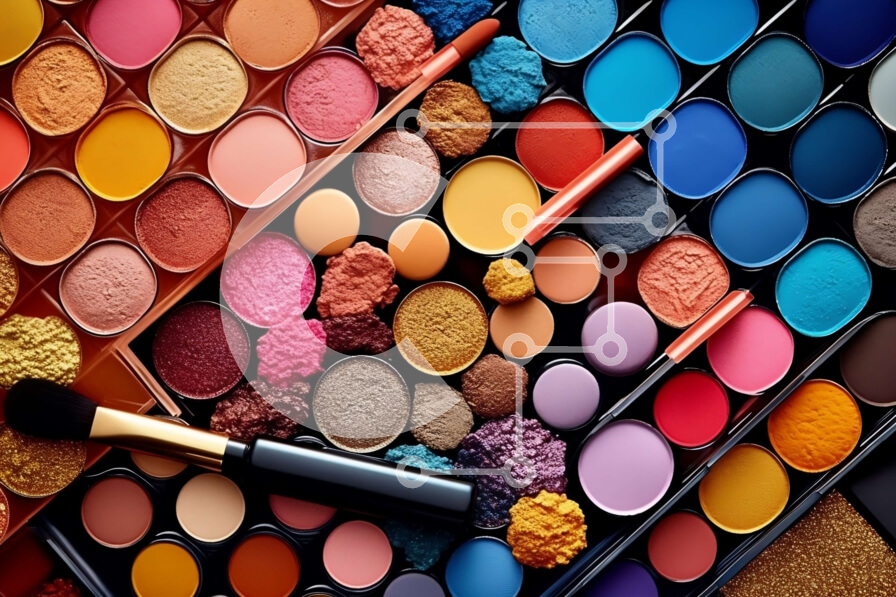 Intra Συλλεκτικό Ξύλινο Παζλ Plywood  4mm - Διάφορα Προϊόντα Μακιγιάζ - Σκιές ματιών, Ρουζ, Κραγιόν Σε Ξύλινο Κουτί - Διαστάσεις Puzzle: 10x10 cm – 25 κομμάτια