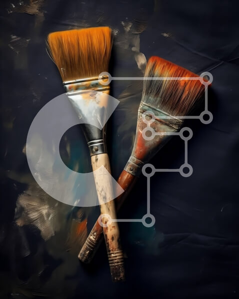 Intra Συλλεκτικό Ξύλινο Παζλ Plywood  4mm - Παλιά και υφή πινέλα σε σκούρο φόντο Σε Ξύλινο Κουτί - Διαστάσεις Puzzle: 10x10 cm – 25 κομμάτια