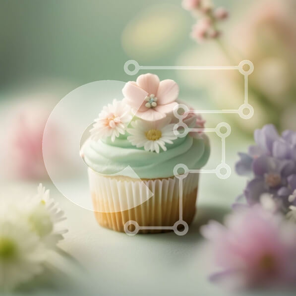 Σετ των 2 Intra Συλλεκτικό Ξύλινο Παζλ Plywood  4mm - Λαχταριστό cupcake με πράσινο παγωμένο και λευκά λουλούδια Σε Ξύλινο Κουτί - Διαστάσεις: 10x10 cm – 25 κομμάτια