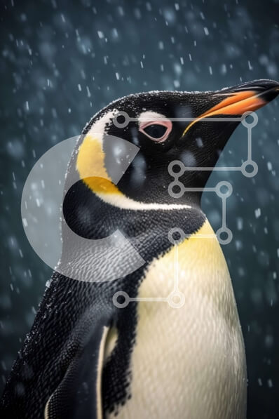 Σετ των 2 Intra Συλλεκτικό Ξύλινο Παζλ Plywood  4mm - Χαριτωμένη εικόνα ενός πιγκουίνου που κοιτάζει ψηλά στο χιόνι Σε Ξύλινο Κουτί - Διαστάσεις: 10x10 cm – 25 κομμάτια