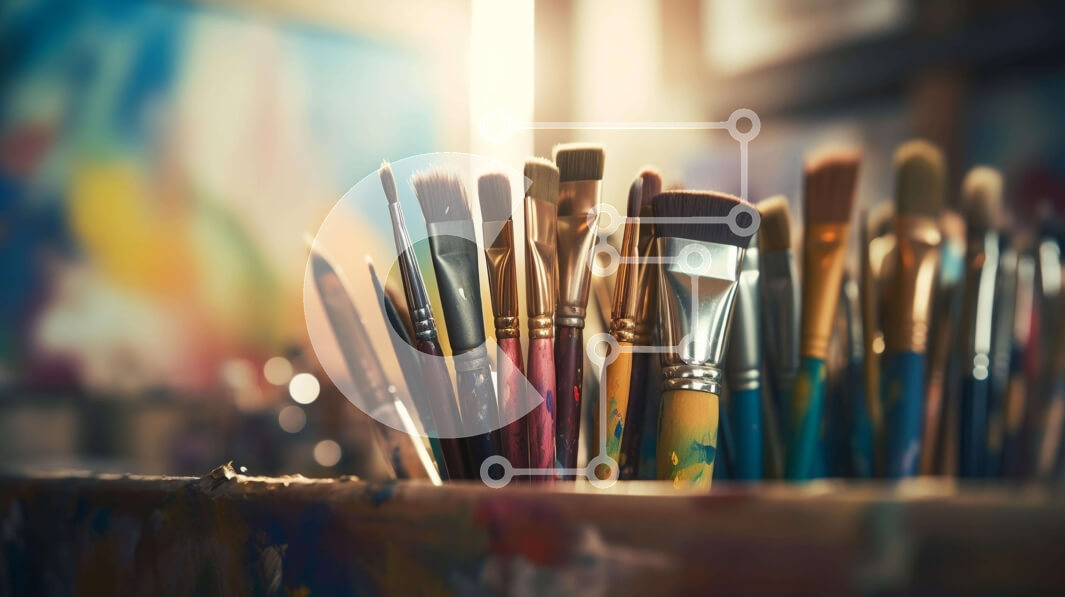 Intra Συλλεκτικό Ξύλινο Παζλ Plywood  4mm - Συλλογή από πινέλα ζωγραφικής στο Art Studio Σε Ξύλινο Κουτί - Διαστάσεις Puzzle: 10x10 cm – 25 κομμάτια