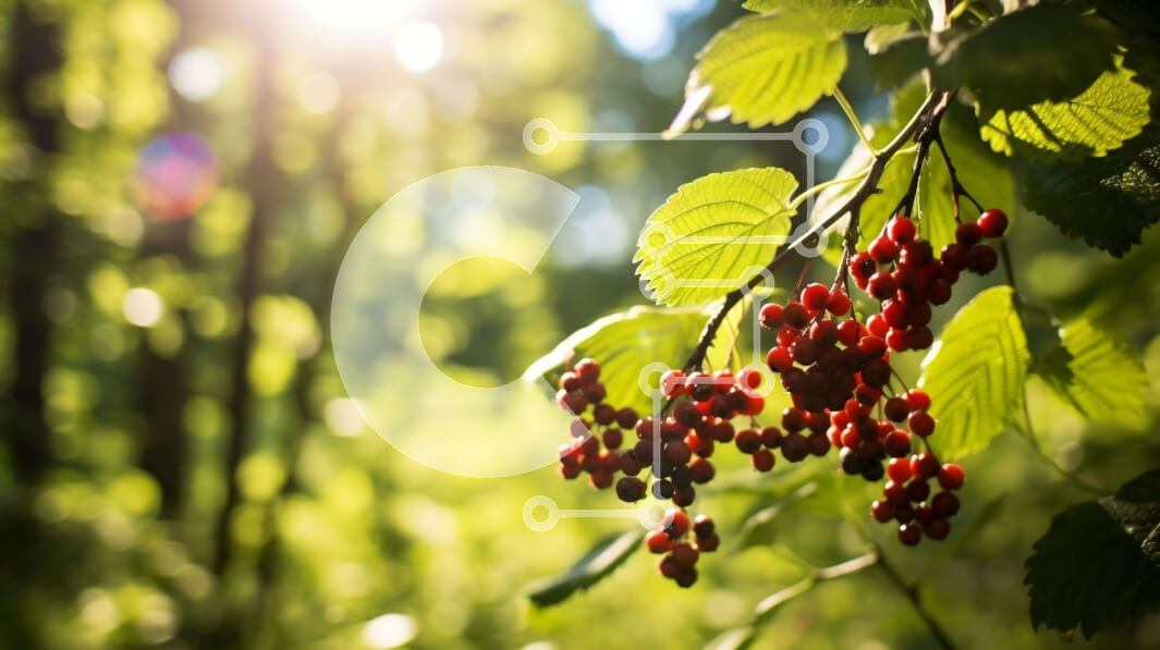 Intra Συλλεκτικό Ξύλινο Παζλ Plywood  4mm - Ζωντανό κλαδί δέντρου με κόκκινα μούρα στο δάσος Σε Ξύλινο Κουτί - Διαστάσεις: 10x10 cm – 25 κομμάτια