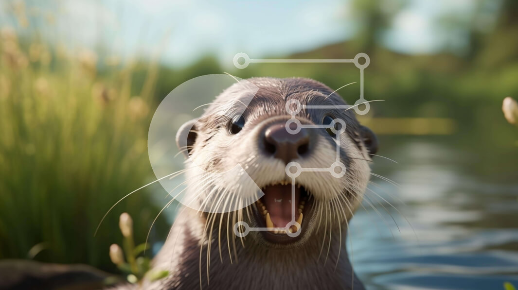 Intra Συλλεκτικό Ξύλινο Παζλ Plywood  4mm - Otter in the Water με ανοιχτό στόμα και ορθάνοιχτα μάτια Σε Ξύλινο Κουτί - Διαστάσεις: 10x10 cm – 25 κομμάτια