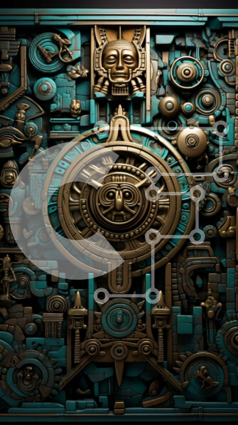 Intra Συλλεκτικό Ξύλινο Παζλ Plywood  4mm - Αρχαίο ημερολόγιο των Αζτέκων - Μεσοαμερικανικό τεχνούργημα Σε Ξύλινο Κουτί - Διαστάσεις Puzzle: 10x10 cm – 25 κομμάτια