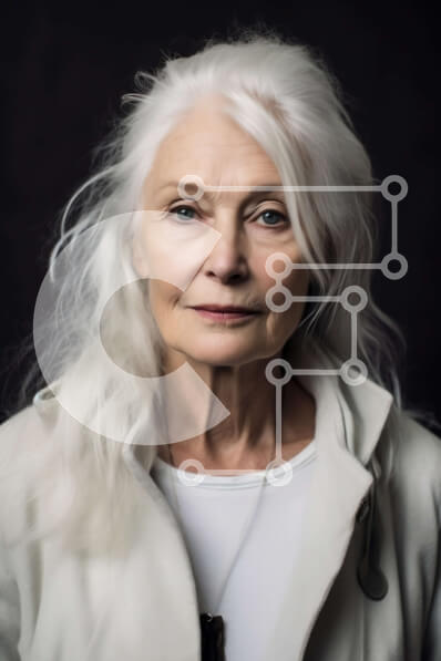 Intra Συλλεκτικό Ξύλινο Παζλ Plywood  4mm - Πορτρέτο μιας ηλικιωμένης γυναίκας με άσπρα μαλλιά και σοβαρή έκφραση Σε Ξύλινο Κουτί - Διαστάσεις Puzzle: 10x10 cm – 25 κομμάτια