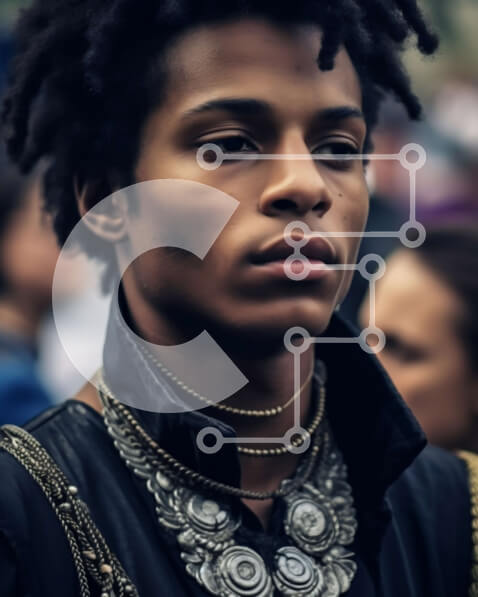 Intra Συλλεκτικό Ξύλινο Παζλ Plywood  4mm - Πορτρέτο ενός νεαρού μαύρου άνδρα με dreadlocks φορώντας ένα δερμάτινο μπουφάν και αλυσίδες Σε Ξύλινο Κουτί - Διαστάσεις Puzzle: 10x10 cm – 25 κομμάτια