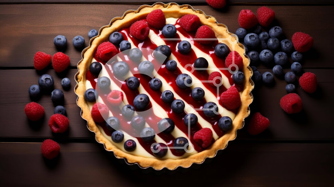 Σετ των 2 Intra Συλλεκτικό Ξύλινο Παζλ Plywood  4mm - Ρουστίκ κόκκινη, λευκή και μπλε πίτα με σκόρπια μούρα Σε Ξύλινο Κουτί - Διαστάσεις: 10x10 cm – 25 κομμάτια