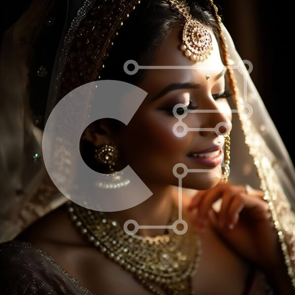 Intra Συλλεκτικό Ξύλινο Παζλ Plywood  4mm - Εκπληκτική εικόνα της Ινδής νύφης με παραδοσιακό νυφικό και κοσμήματα Σε Ξύλινο Κουτί - Διαστάσεις Puzzle: 10x10 cm – 25 κομμάτια