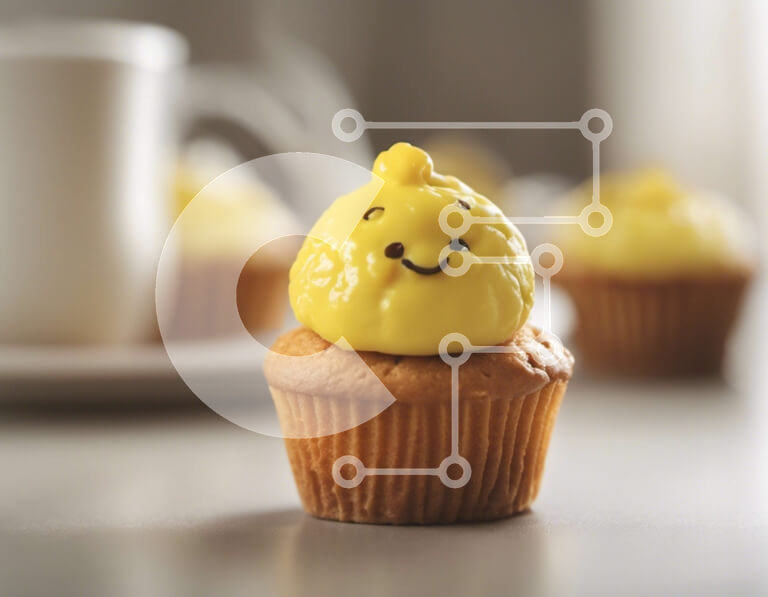 Σετ των 2 Intra Συλλεκτικό Ξύλινο Παζλ Plywood  4mm - Κίτρινο Cupcake με χαμογελαστό πρόσωπο Σε Ξύλινο Κουτί - Διαστάσεις: 10x10 cm – 25 κομμάτια